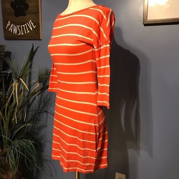 Express Coral & White Striped Half Sleeve Dress XS - Picture 5 of 11